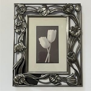 Metal Floral Tulips Art Nouveau Style Picture Frame 5” x7” Photo